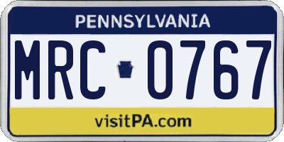 PA license plate MRC0767