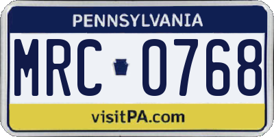 PA license plate MRC0768