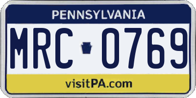 PA license plate MRC0769