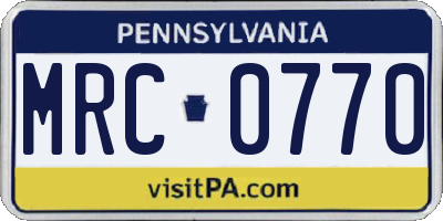 PA license plate MRC0770
