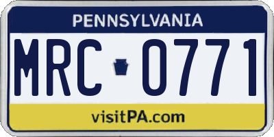 PA license plate MRC0771