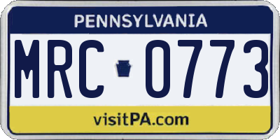 PA license plate MRC0773