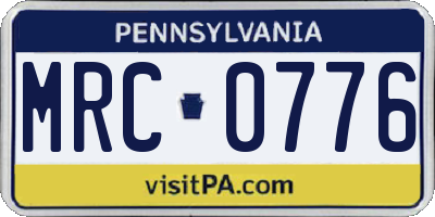 PA license plate MRC0776
