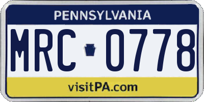 PA license plate MRC0778