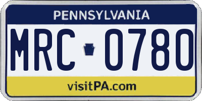 PA license plate MRC0780