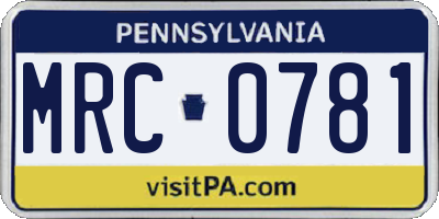PA license plate MRC0781