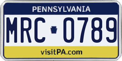 PA license plate MRC0789