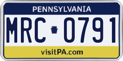 PA license plate MRC0791