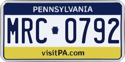 PA license plate MRC0792