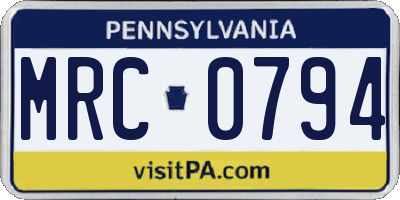 PA license plate MRC0794