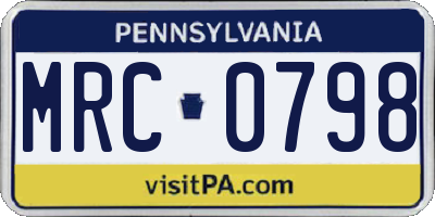 PA license plate MRC0798