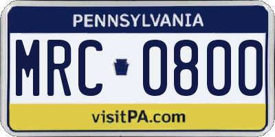 PA license plate MRC0800
