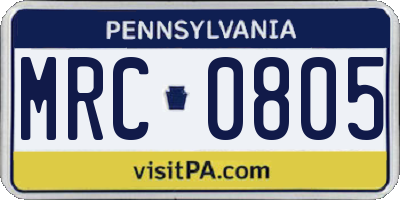 PA license plate MRC0805