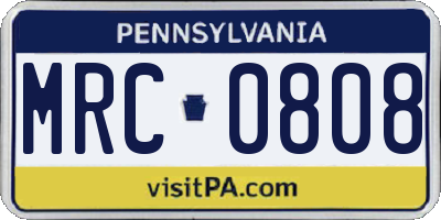 PA license plate MRC0808
