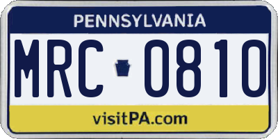 PA license plate MRC0810