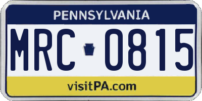 PA license plate MRC0815
