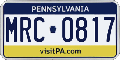 PA license plate MRC0817