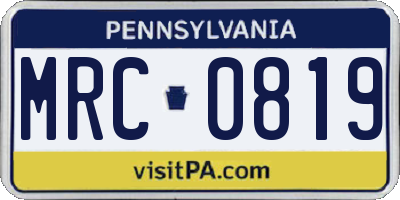 PA license plate MRC0819