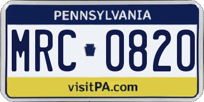 PA license plate MRC0820