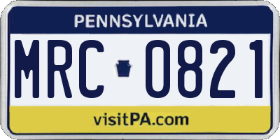 PA license plate MRC0821