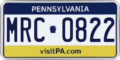 PA license plate MRC0822