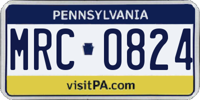 PA license plate MRC0824