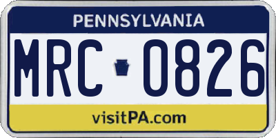 PA license plate MRC0826