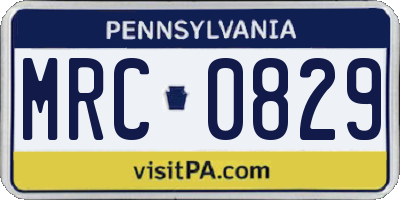 PA license plate MRC0829