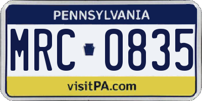 PA license plate MRC0835