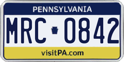 PA license plate MRC0842