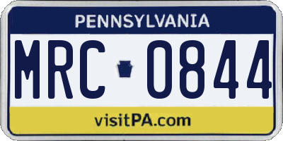 PA license plate MRC0844