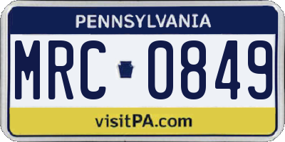 PA license plate MRC0849