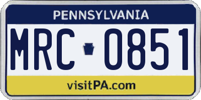 PA license plate MRC0851