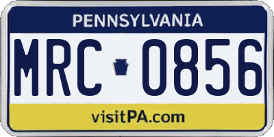 PA license plate MRC0856