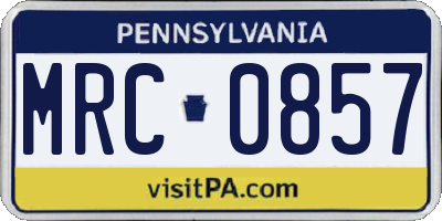 PA license plate MRC0857