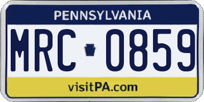 PA license plate MRC0859