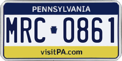 PA license plate MRC0861