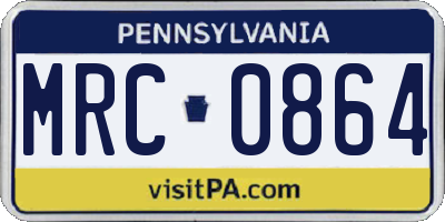 PA license plate MRC0864