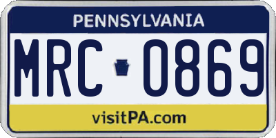 PA license plate MRC0869