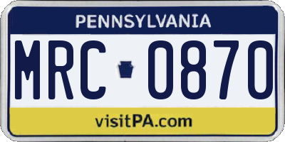 PA license plate MRC0870