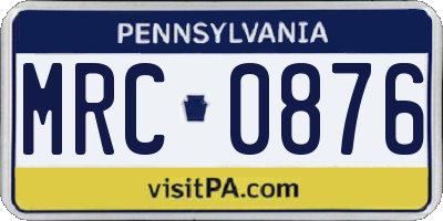PA license plate MRC0876