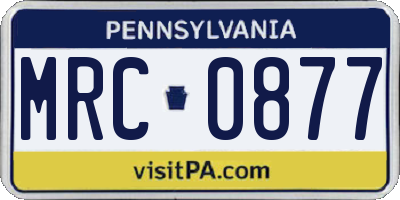 PA license plate MRC0877