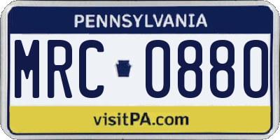 PA license plate MRC0880