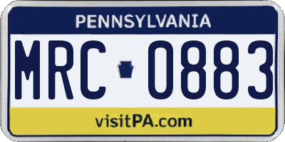 PA license plate MRC0883
