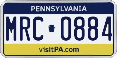 PA license plate MRC0884