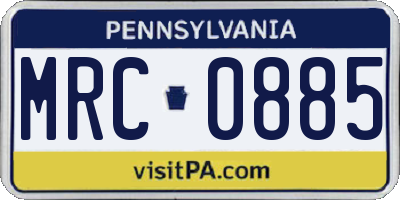 PA license plate MRC0885