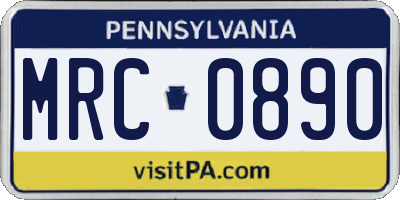 PA license plate MRC0890
