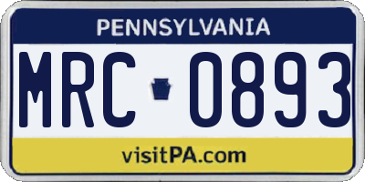PA license plate MRC0893