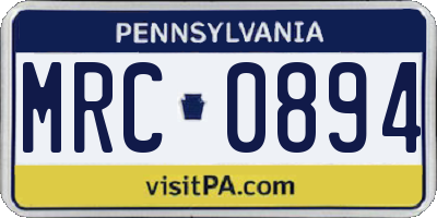 PA license plate MRC0894