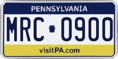 PA license plate MRC0900